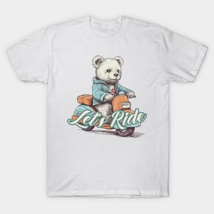 A cute teddy bear riding scooter bike T-Shirt